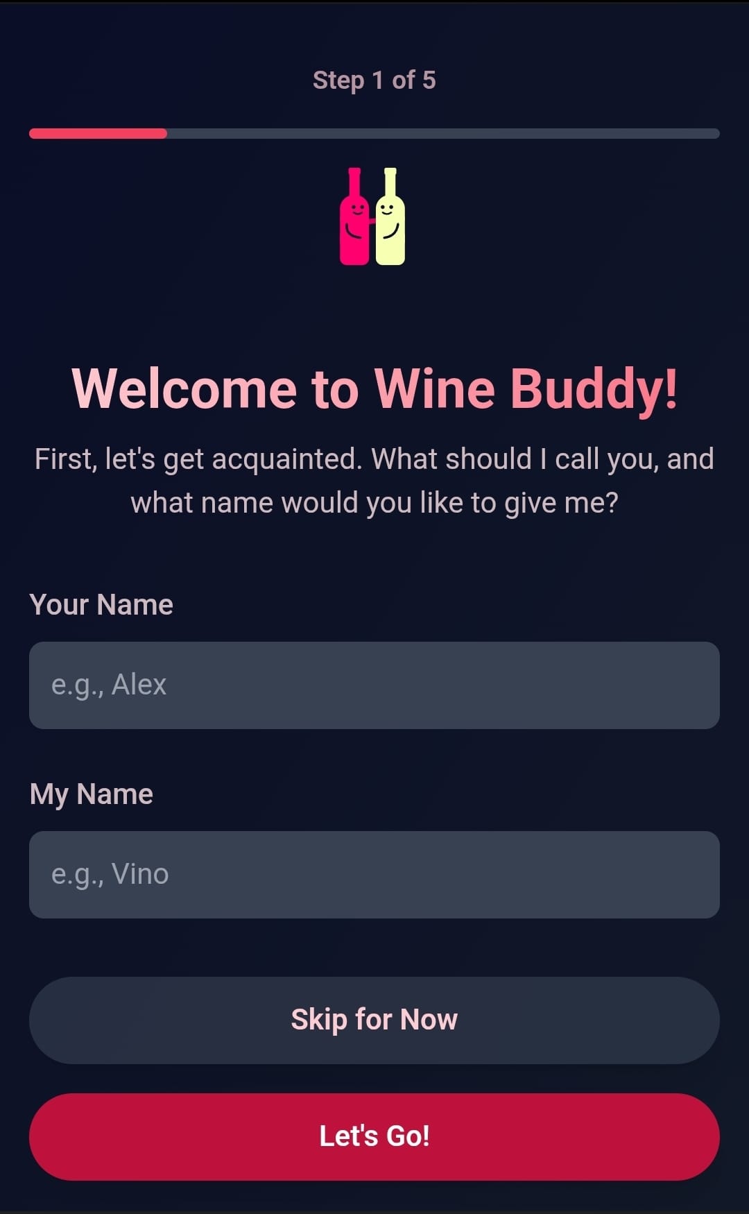 Wine Buddy Onboarding